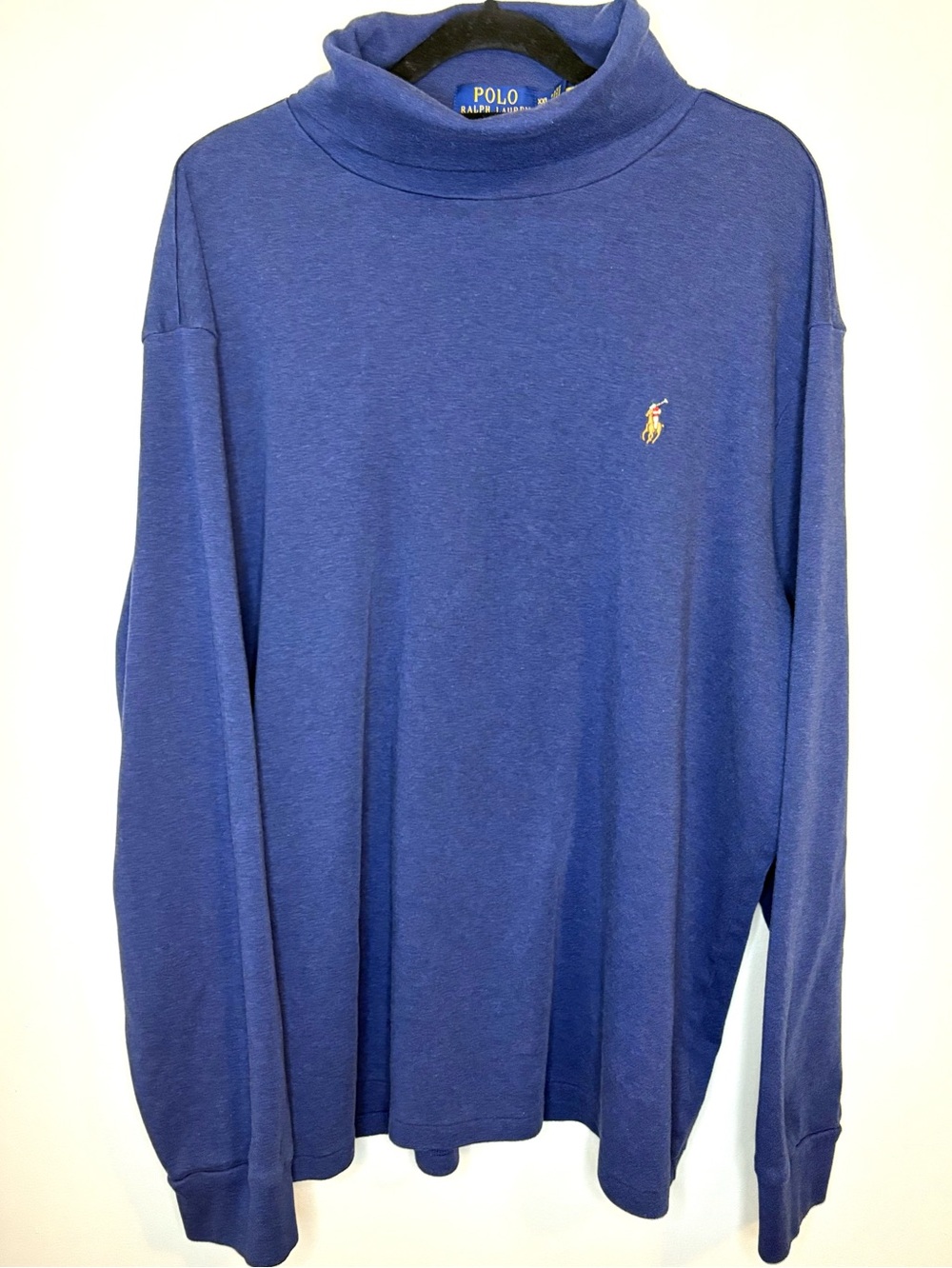 Ralph Lauren Polo Blue Long Sleeve Turtleneck Sweatshirt with Yellow Pony